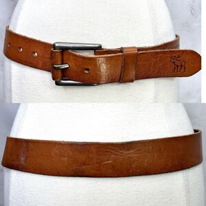 Vintage Abercrombie and Fitch brown leather belt size S/M 32" y2k Western Logo